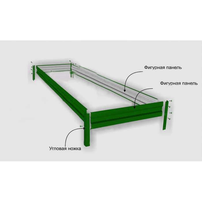 Грядка 245*650*2000мм 0,45 RAL зеленый мох