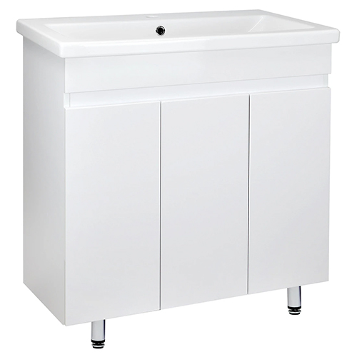 Тумба "Аква 80", белая, с умывальником "Como 80"