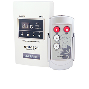 Терморегулятор "UTH-170R" 4кВт, с дистанционным пультом управления, открытой установки, электроный, 70*120*25мм, белый