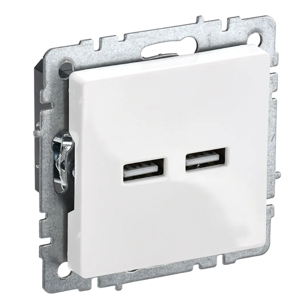 Розетка USB 2-ая A+A 3,1А "BRITE" с/п, механизм (без рамки), бел. IEK