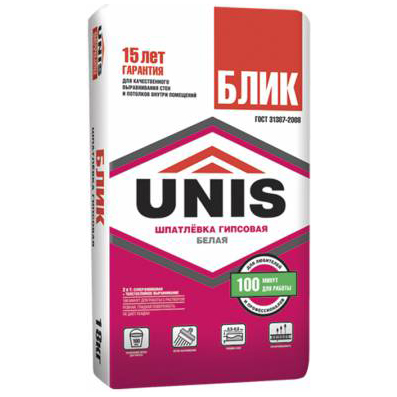Шпатлевка гипсовая "Юнис Блик", белый 18кг
