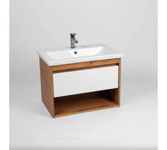 Тумба "Бостон 70", белая, с умывальником "Como 70", подвесная