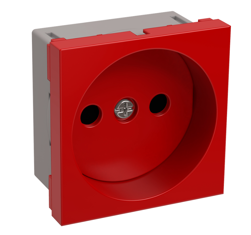 Розетка силовая без заземления, 2 модуля, красная для кабель-канала "Праймер" РКС-20-22-П-К "ИЭК"