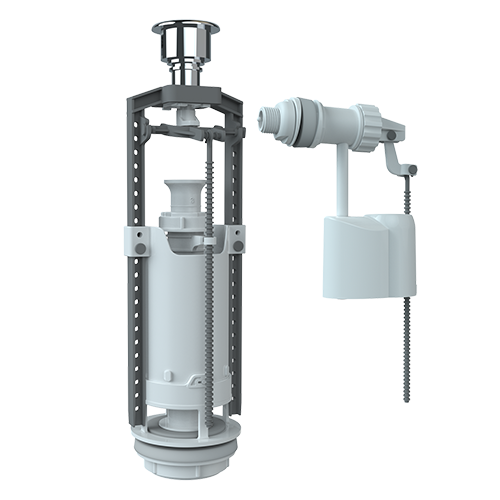 Арматура для бачка с кнопкой хром, боковой подвод SM-B/H, "Unicorn"