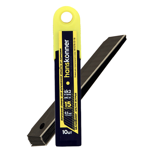 Лезвия для ножа "Hanskonner" 18мм, сталь SK2 0.5мм, 15 сегментов