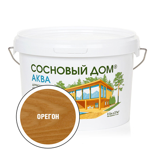 Антисептик деревозащитный декоративный &quot;Сосновый Дом Аква&quot;, 2,5л, &quot;Орегон&quot;