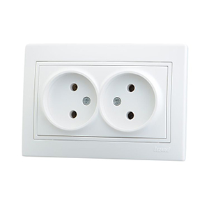 Розетка 2-ая без заземления, "Mira lezard", скрытой проводки, белая