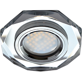 Светильник потолочный MR16 LD1652 GU5.3 Glass Ecola  встр. Стекло 8-угольник с прямыми гранями Хром / Хром 25x90 (кd74)  [FC1652EFF.]