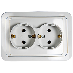 Розетка 2-ая "IN HOME Classico" с заземлением, скрытой проводки, белая