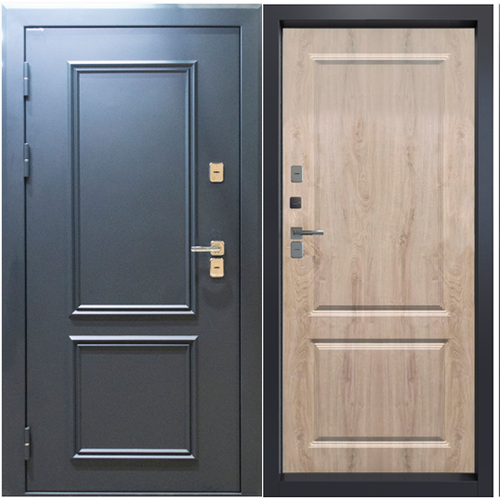 Дверь входная "Медверь Квадро",850*2050*108мм,левая,металл -"Ral 7016",МДФ "Мелфорд светлый"