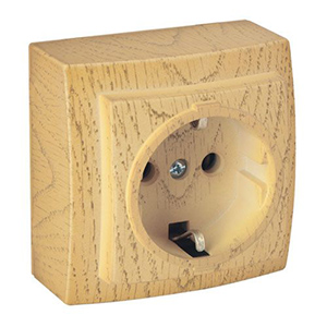 Розетка &quot;NILSON Themis&quot; одинарная с заземлением, накладная, Клён