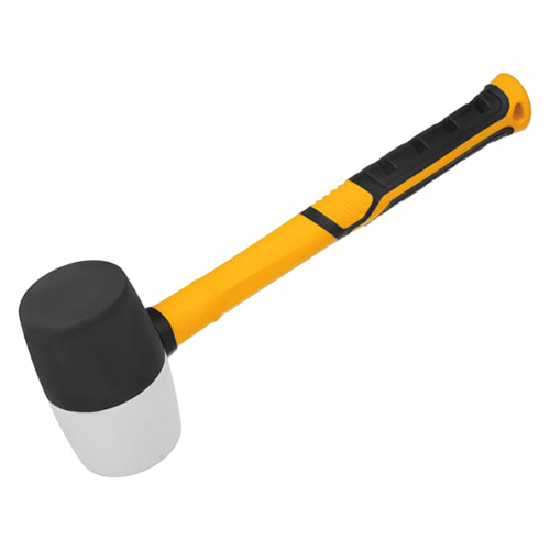 Киянка "Denzel" резиновая чёрно-белая 680г, фибергласовая рукоятка с TPR покрытием