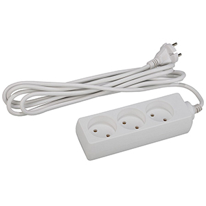 Удлинитель, 3 розетки без заземления, длина 10м, "Эра" U-3-10m