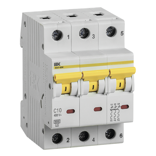 Автоматический выключатель ВА47-60 3Р 6А 6кА тип C "ИЭК"