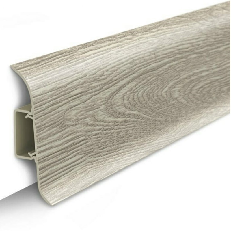 Плинтус "Дуб латте", кабель-канал, мягкий край, 55*2200мм