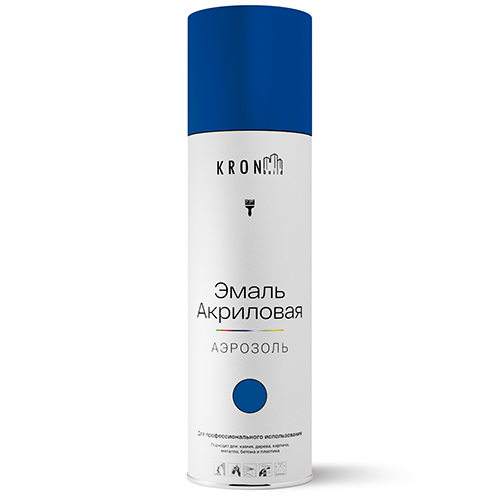 Эмаль аэрозольная синяя глянцевая акриловая, KRONbuild, 520мл