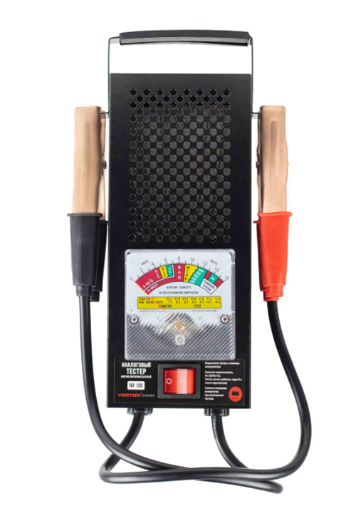 Нагрузочная вилка VERTON Energy NB-100 (напряж аккум. 6/12 В,ток нагрузки для 12В-125А,емкость батарей 30-235 А/ч, стрелочный) 10 шт/кор.