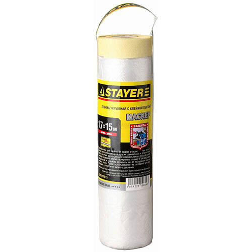 Пленка защитная "Stayer" с клеящей лентой 1,7*15м, 9мкм