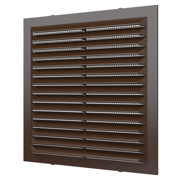 Решетка пластиковая вентиляционная 138*138, с сеткой, коричневая
