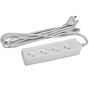 Удлинитель, 4 розетки без заземления, длина 3м У10-429