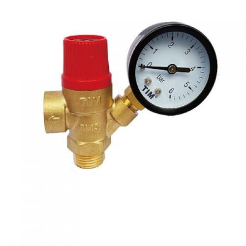 Клапан предохранительный мембранный TIM FM 1/2" 3атм, маном [1/60]