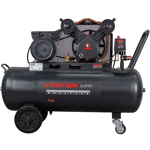 Компрессор поршневой ременной Air AC-100/450RV производительность 450л/мин 2500Вт 220В максимальное рабочее давление 10 бар "Verton"