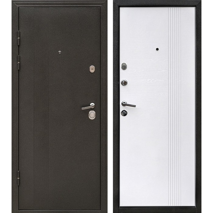 Дверь входная "Бастион-555", 960*2050*80мм, левая, металл - "Антик серебро", МДФ - "Ясень белый"