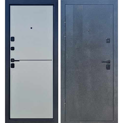 Дверь входная "Титан Т-182 LINE", 960*2050*90мм, левая, металл - "Антик серебро", МДФ - "Серый эмалит"