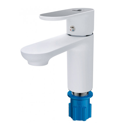 Смеситель для умывальника &quot;Calorie 2521 A45М&quot;, однорычажный, белый, хром, с подводкой