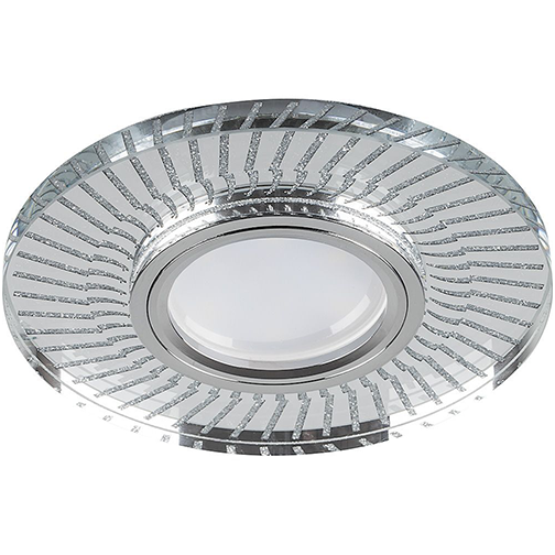 Светильник потолочный встраив. MR16 &quot;CD979&quot; G5.3, 50Вт, прозрачн. хром, с подсветкой SMD 4000k, драйвер в компл.