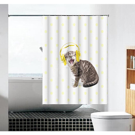 Шторка для ванной "Рок-н-ролл" "MZ-101" в комплекте с кольцами 1800*1800мм полиэстер