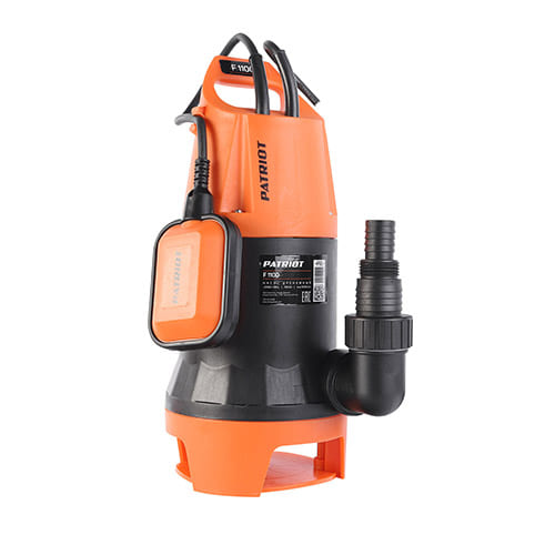 Насос дренажный F 1100 для грязной воды, корпус - пластик, 1120Вт, 15700 л/час "Patriot"