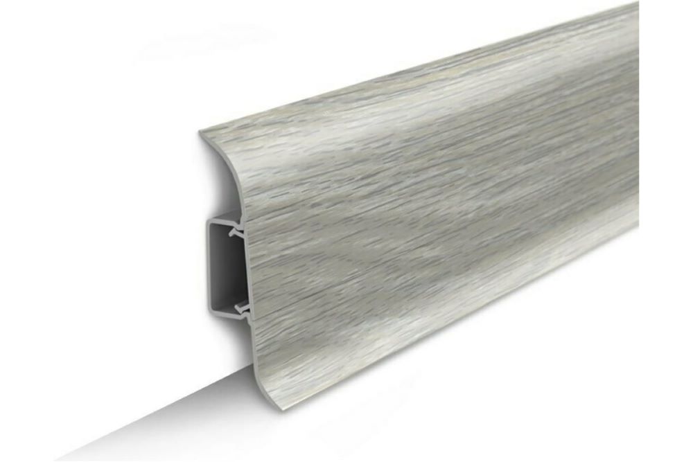 Плинтус "Ясень серый", кабель-канал, мягкий край, 55*2200мм