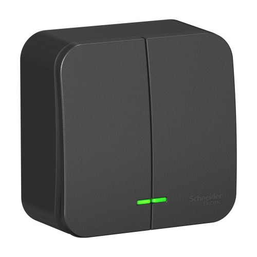 Выключатель 2-кл. о/п (изол.пластина) с инд., 10А, BLANKA антрацит