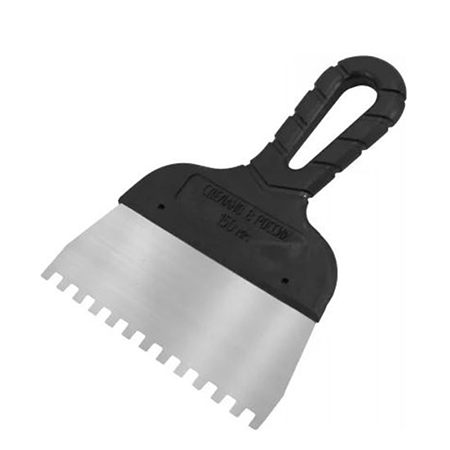 Шпатель Decor "Россия" нержавеющая сталь 350мм, квадратный зуб 8*8мм, пластмассовая державка