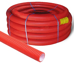 Труба гофрированная двустенная ПНД d75мм, красная "ИЭК"
