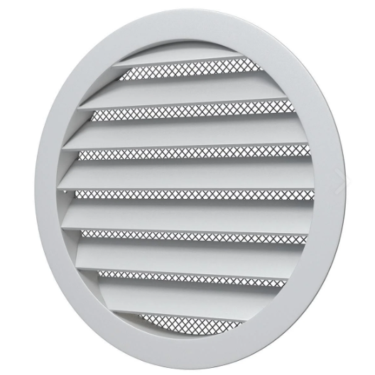 Решетка алюминиевая наружная круглая вентиляционная d=150 с фланцем d=125