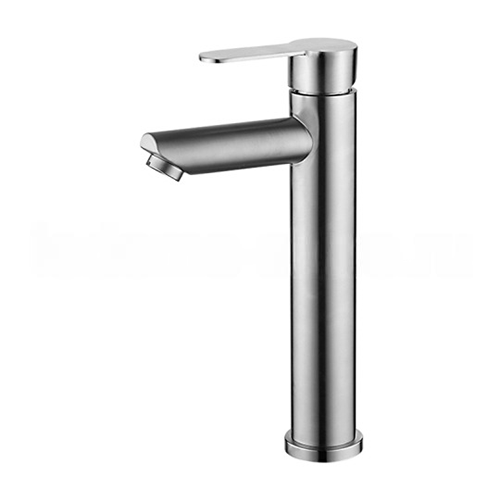 Смеситель для умывальника &quot;Okatana OK01-0025&quot;, однорычажный,  с подводкой, нержавейка