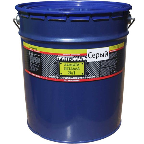 Эмаль по ржавчине "3 в 1" серая Люкс глянцевая "Бриц", 18кг