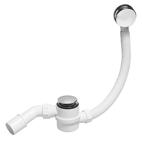 Сифон для ванны со стальным выпуском click-clack и переливом, "MRB12", с переходной трубой 40/50, прочистка сверху, "McAlpine"