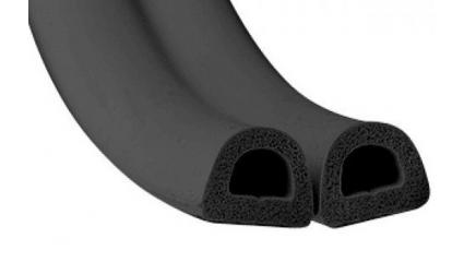 Уплотнитель D-профиль черный, резиновый самоклеящийся, 100м*9мм*7,5мм