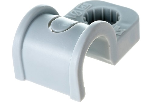 Крепеж-скоба 16мм одностороняя, атмосферостойкая, серая в п/э "Промрукав"