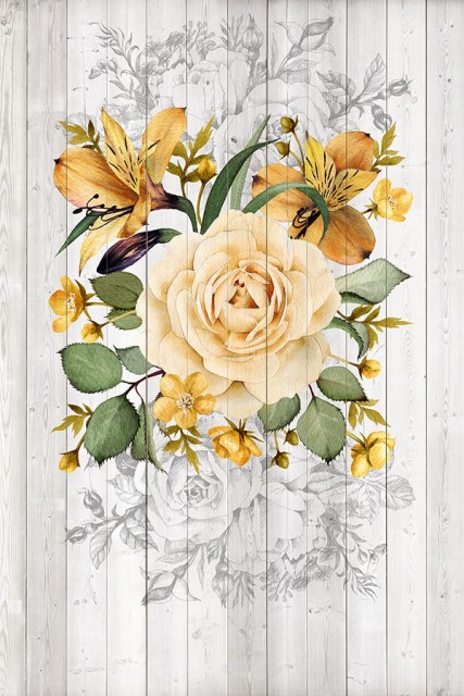 Фотообои "Декупаж из белых роз", 1800*2700мм