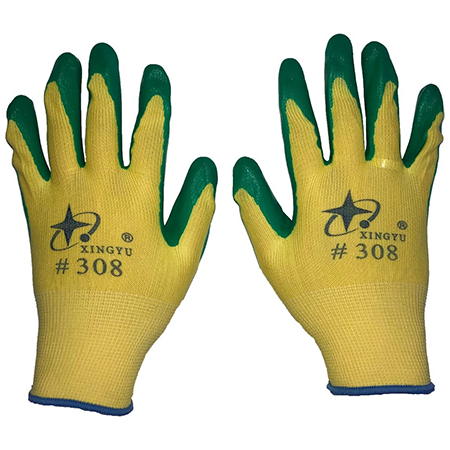 Перчатки желтые, со светло-зеленым латексом