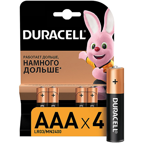 Батарейка щелочная LR03/AAA 4шт 4/40упак "Duracell" BASIC NEW