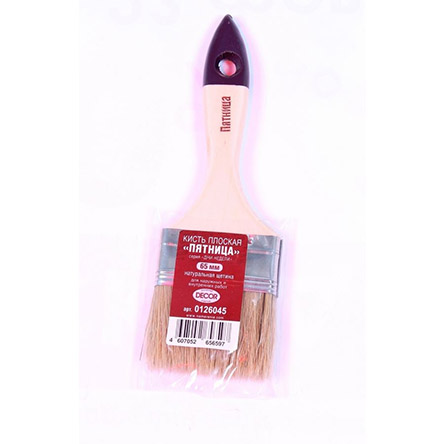 Кисть &quot;Пятница&quot; 65*14мм плоская, светлый смешанный искусственный ворс, пластиковая ручка, Decor