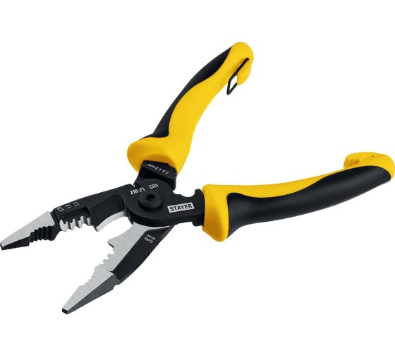 Клещи STAYER &quot;HERCULES XM-21&quot; многофункциональные, 4в1, кабелерез, стриппер, кримпер, пассатижи, двухкомп.ручки