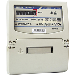 Счетчик электрической энергии ЦЭ6803В/1 1Т, 220В, 10-100А 3-фазный, прямого включения, 4пр. М7 Р32, для учета активной энергии