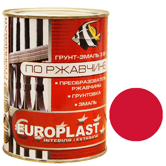 Грунт-эмаль по ржавчине "3 в 1" Красная "Euroclass", 0,9кг