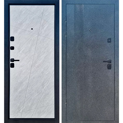 Дверь входная "Титан Т-176 NEO", 960*2050*70мм, левая, металл - "Букле темно-серый", МДФ - "Бетон светло-серый"